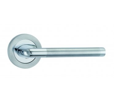 Fortessa Foko  Door Handle On Rose - Satin Chrome/Polished Chrome