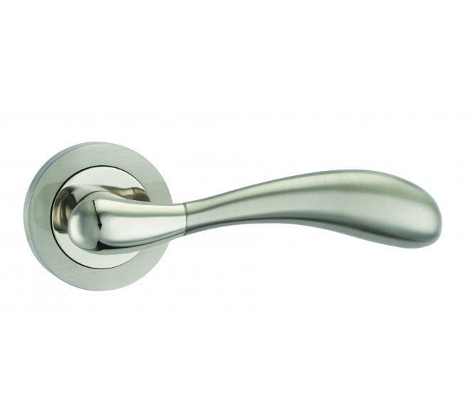 Fortessa Maya Door Handle On Rose - Satin Nickel/Polished Nickel