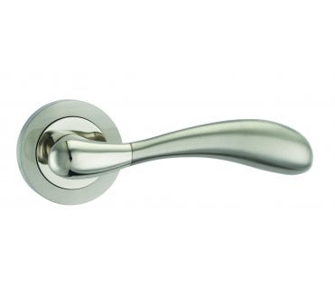 Fortessa Maya Door Handle On Rose - Satin Nickel/Polished Nickel