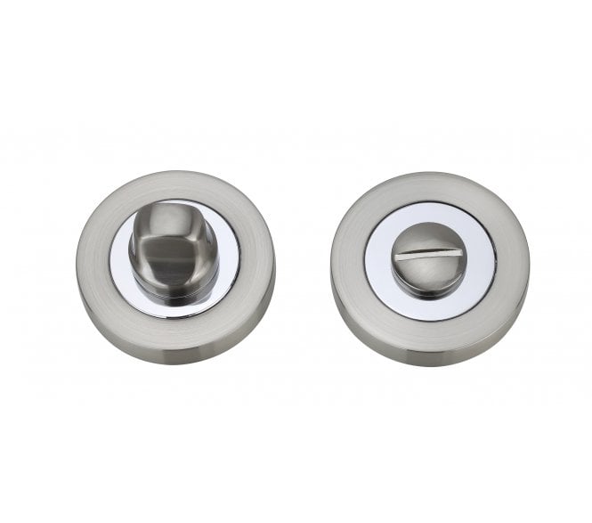 Fortessa Round Designer Bathroom Turn & Release Set - Satin Nickel/Polished Chrome