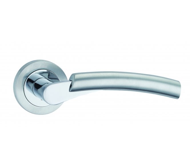 Fortessa Sorrento Door Handle On Rose - Satin Chrome/Polished Chrome