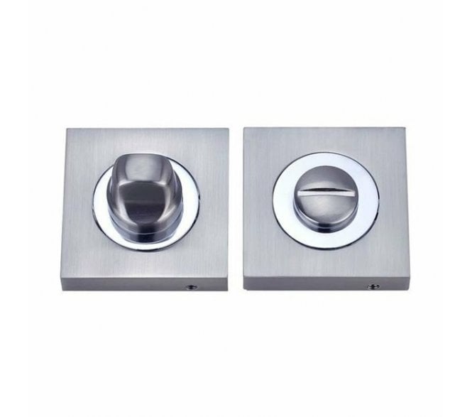 Fortessa Square Designer Bathroom Turn & Release Set - Satin Chrome/Polished Chrome
