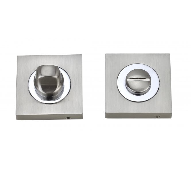 Fortessa Square Designer Bathroom Turn & Release Set - Satin Nickel/Polished Chrome