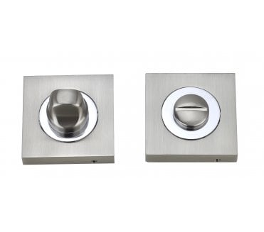 Fortessa Square Designer Bathroom Turn & Release Set - Satin Nickel/Polished Chrome
