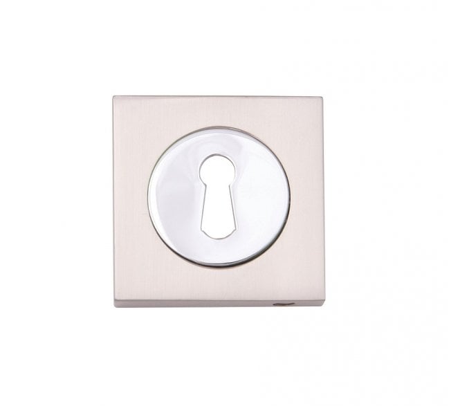 Fortessa Square Designer Keyhole Escutcheons (Pair) - Polished Chrome/Satin Chrome