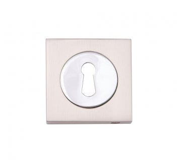 Fortessa Square Designer Keyhole Escutcheons (Pair) - Polished Chrome/Satin Chrome