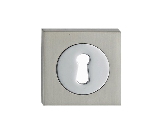 Fortessa Square Designer Keyhole Escutcheons (Pair) - Polished Chrome/Satin Nickel