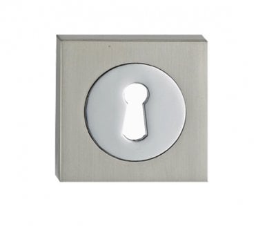 Fortessa Square Designer Keyhole Escutcheons (Pair) - Polished Chrome/Satin Nickel