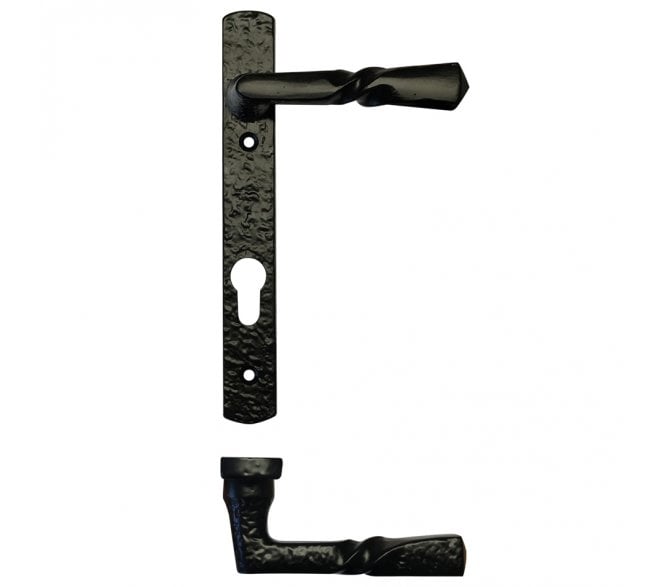 Foxcote Foundries FF45 Multipoint Handle On Narrow Backplate - 92mm Centres - Black Antique