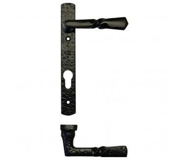 Foxcote Foundries FF45 Multipoint Handle On Narrow Backplate - 92mm Centres - Black Antique