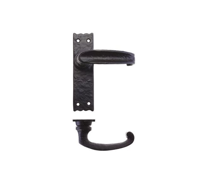 Foxcote Foundries Traditional Lever on Slimline Backplate Door Handles - Black Antique