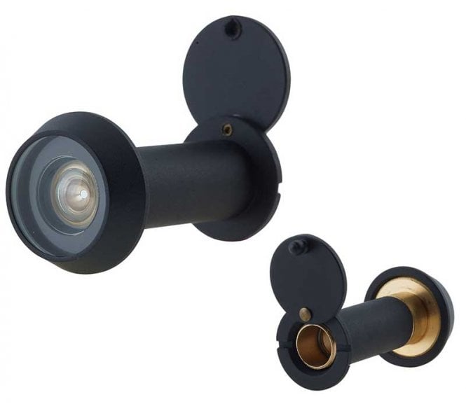 Frelan 200deg Door Viewer, Fire Rated  - Matt Black  - (35-55mm Doors)