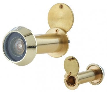 Frelan 200deg Door Viewer, Fire Rated  - Polished Brass  - (35-55mm Doors)
