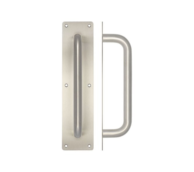 Frelan 300mm Door Pull Handle on 350mm Plate - Satin Stainless Steel