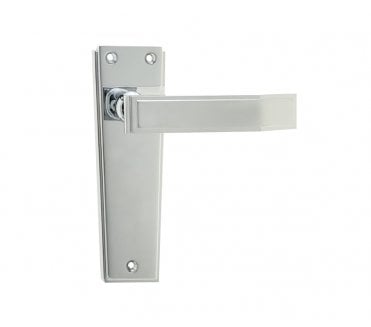 Frelan Art Deco Door Handles On Backplate - Polished Chrome