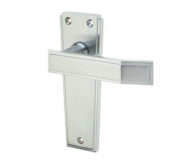 Frelan Art Deco Door Handles On Backplate - Satin Chrome