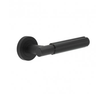 Frelan Bloom Door Handles On Round Rose - Matt Black