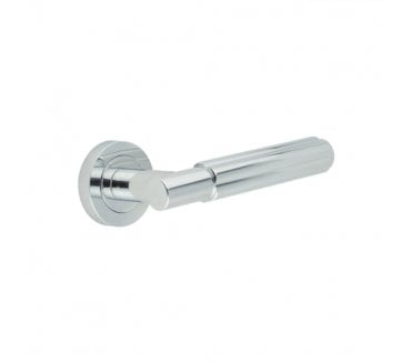 Frelan Bloom Door Handles On Round Rose - Polished Chrome