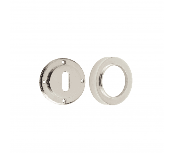 Frelan Burlington BUR60 Standard Keyhole Escutcheon on Plain Rose - Polished Nickel