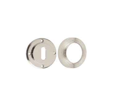Frelan Burlington BUR60 Standard Keyhole Escutcheon on Reeded Rose - Polished Nickel