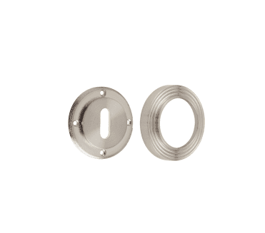 Frelan Burlington BUR60 Standard Keyhole Escutcheon on Reeded Rose - Satin Nickel