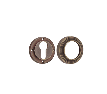 Frelan Burlington BUR61 Euro Profile Escutcheon on Reeded Rose - Antique Brass