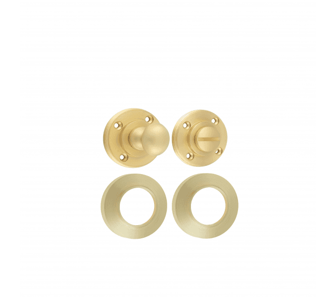 Frelan Burlington BUR80 Bathroom Turn & Release On Chamfered Rose - Satin Brass