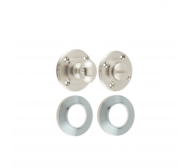 Frelan Burlington BUR80 Bathroom Turn & Release On Chamfered Rose - Satin Nickel