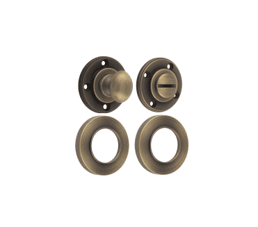 Frelan Burlington BUR80 Bathroom Turn & Release On Knurled Rose - Antique Brass