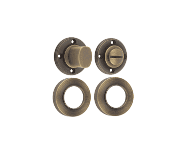 Frelan Burlington BUR81 Bathroom Turn & Release On Knurled Rose - Antique Brass