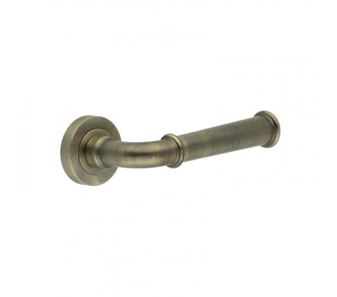 Frelan Classic Door Handles On Round Rose - Antique Brass