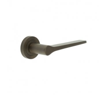Frelan Gio Door Handles On Round Rose - Dark Bronze