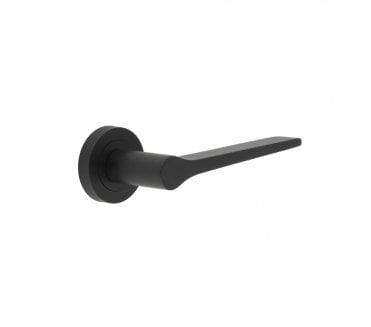 Frelan Gio Door Handles On Round Rose - Matt Black