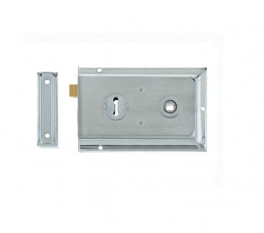 Frelan Hardware Rim Lock (Flanged) 150x100mm - Satin Chrome