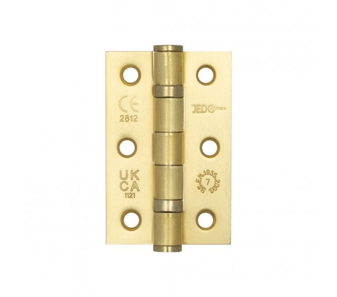Frelan J8502 76x50mm (Grade 7) Ball Bearing Butt Hinges (Pair) - Satin Brass
