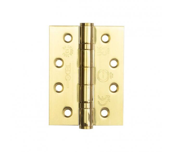 Frelan J9500EB Certifire Grade 13 Ball Bearing Hinges (PAIR) - 102x76mm - Polished Brass