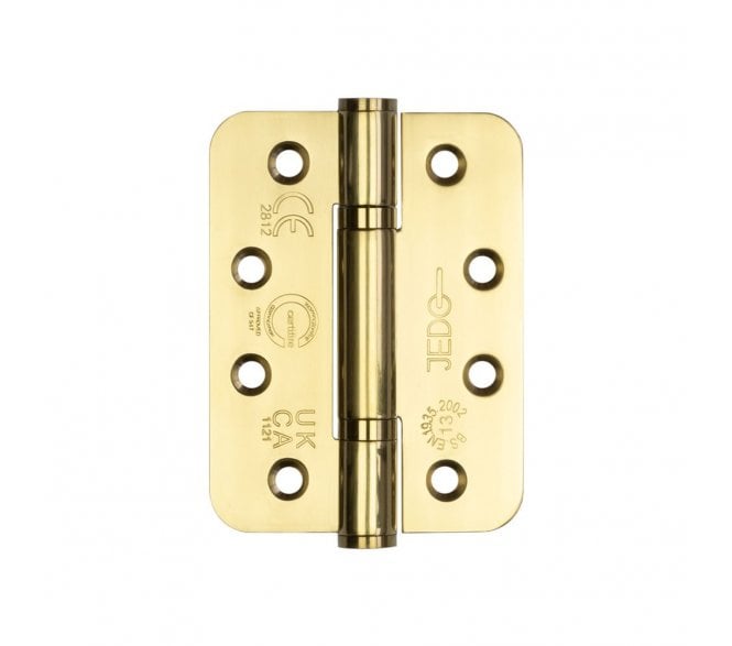 Frelan J9633PVD Certifire Grade 13 Polymer Bearing Hinges (PACK OF 3) - 102x76mm - PVD Brass (RADIUS)