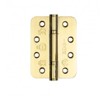 Frelan J9633PVD Certifire Grade 13 Polymer Bearing Hinges (PACK OF 3) - 102x76mm - PVD Brass (RADIUS)