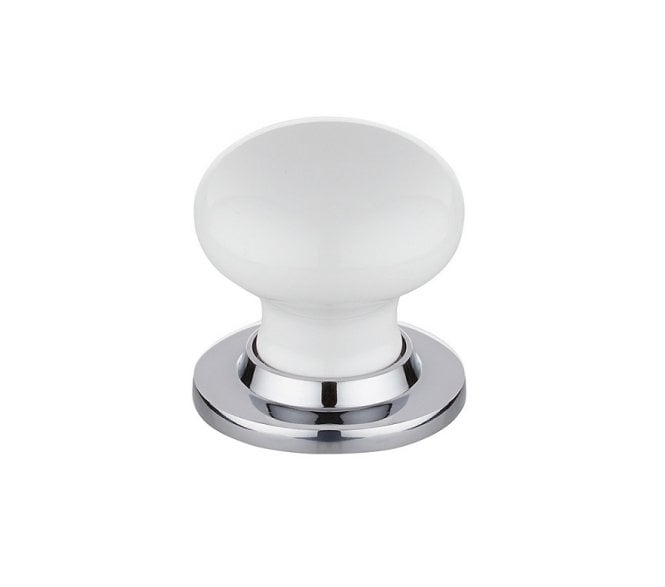 Frelan JC10CP White Porcelain Mortice Knobs - Polished Chrome