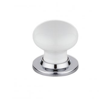 Frelan JC10CP White Porcelain Mortice Knobs - Polished Chrome