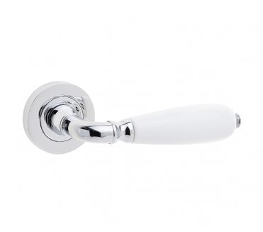 Frelan JC6002 Oxford White Porcelain Door Handles On Round Rose