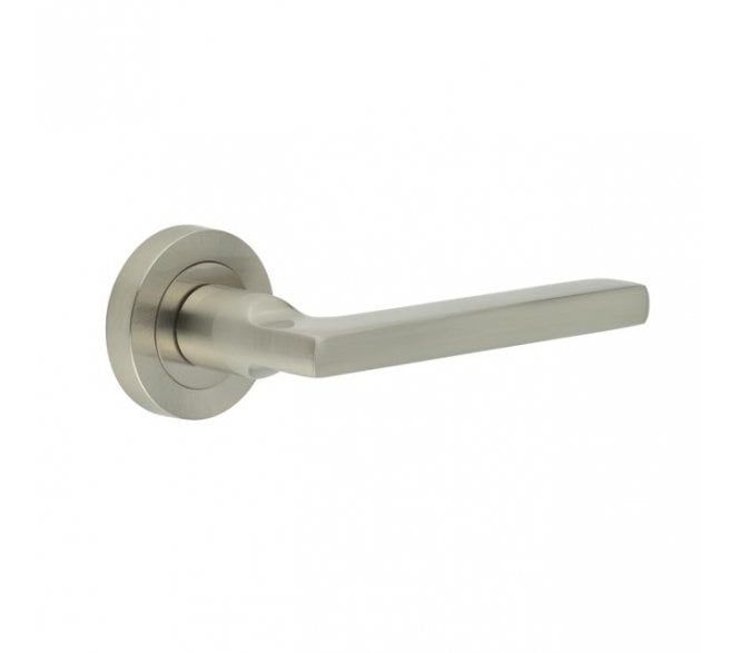 Frelan Jet Door Handles On Round Rose - Satin Nickel