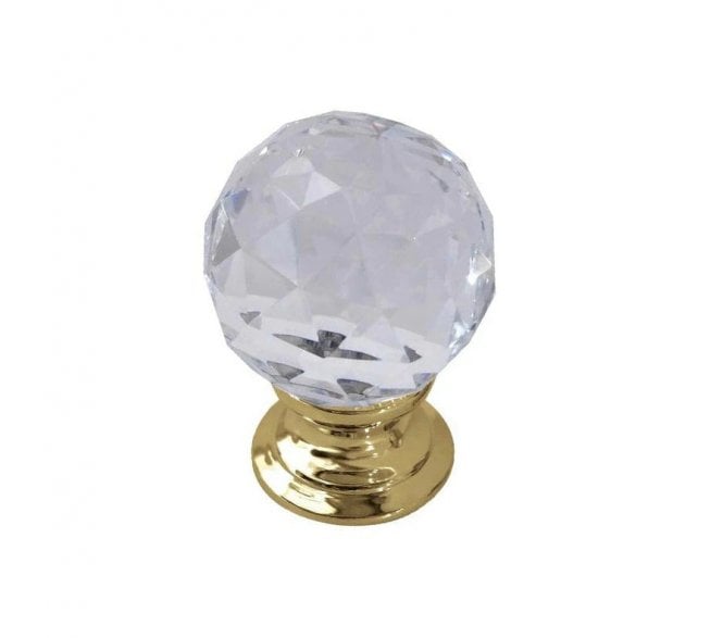 Frelan JH1155 Crystal Cabinet Knob - Polished Brass