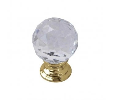 Frelan JH1155 Crystal Cabinet Knob - Polished Brass