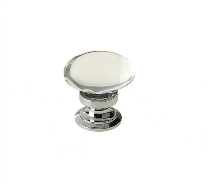 Frelan JH1161 31mm Oval Glass Cabinet Knob - Polished Chrome