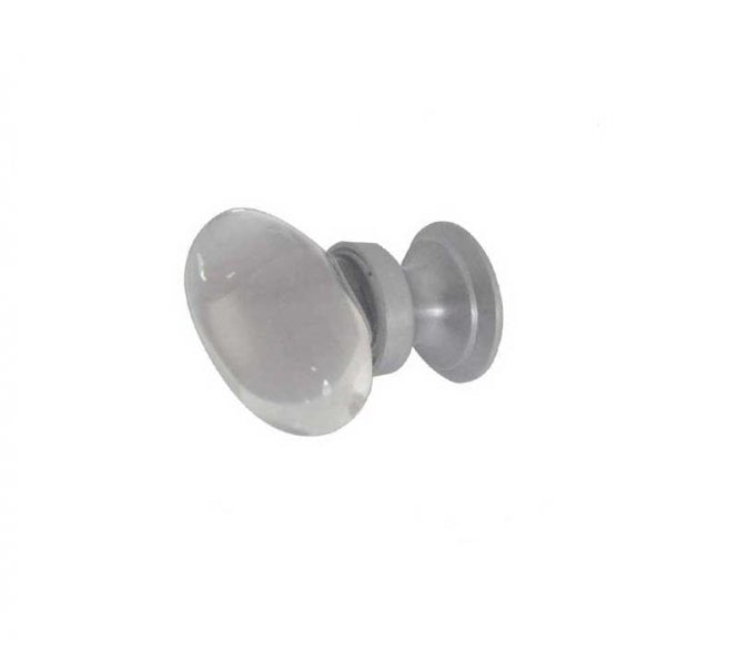 Frelan JH1161 31mm Oval Glass Cabinet Knob - Satin Chrome