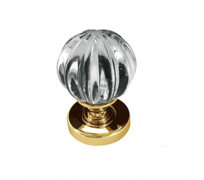 Frelan JH5202 Glass Pumpkin Door Knobs - Polished Brass