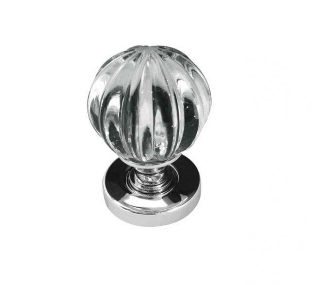 Frelan JH5202 Glass Pumpkin Door Knobs - Polished Chrome