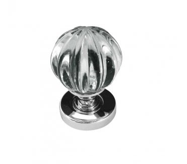 Frelan JH5202 Glass Pumpkin Door Knobs - Polished Chrome