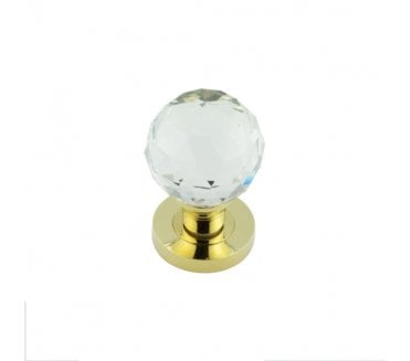Frelan JH5255 Facetted Crystal Glass Door Knobs - Polished Brass